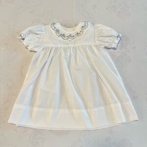 bella bliss - White Dress with Blue and Yellow Embroidery - Easter/Baptism